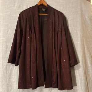 Chico’s Travelers Collection Open Cardigan Burgundy Sparkly Women’s Sz 2 NWOT